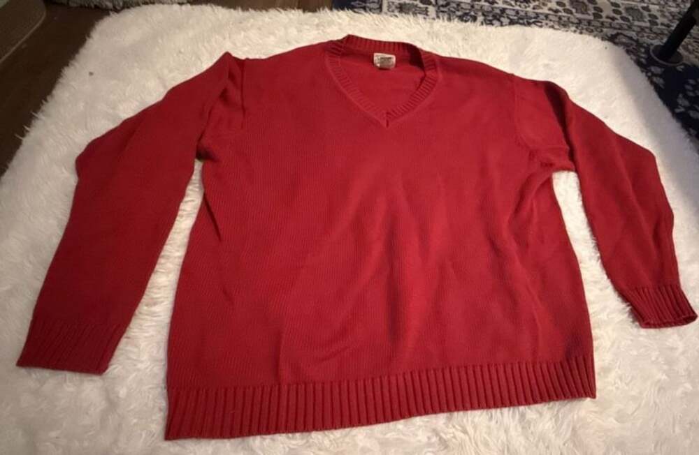L.L. Bean Men's Red 100% Cotton V-Neck Pullover Sweater Size XL-Reg